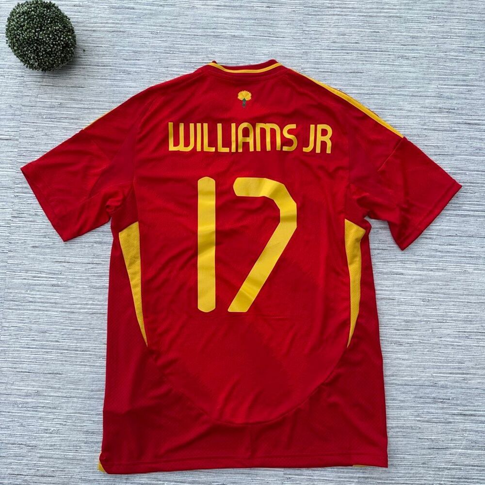 Adidas Spain National Team #17 Williams Jr Soccer Jersey Red NWT Size Medium - Picture 6 of 8